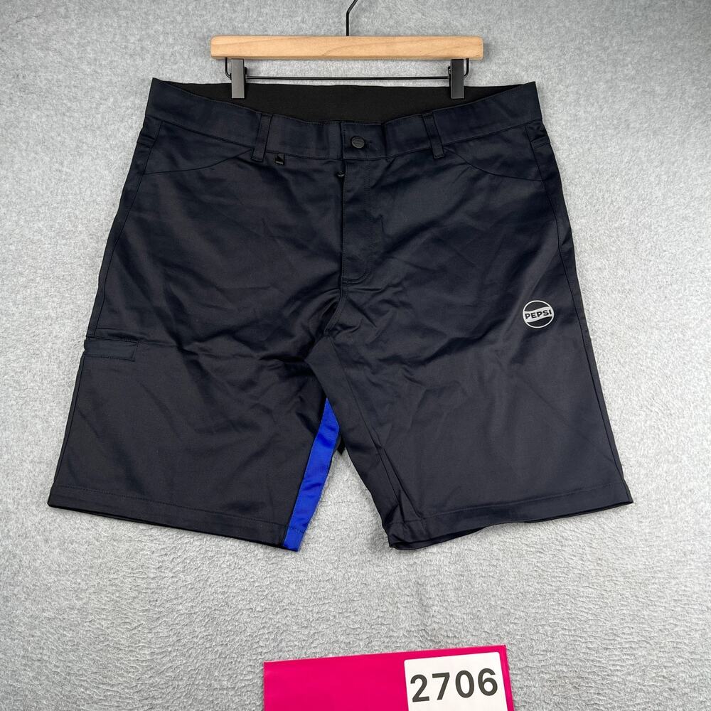 Pepsi Work Shorts Mens Size 40 Black Logo Print 5 Pocket Stretch Waist